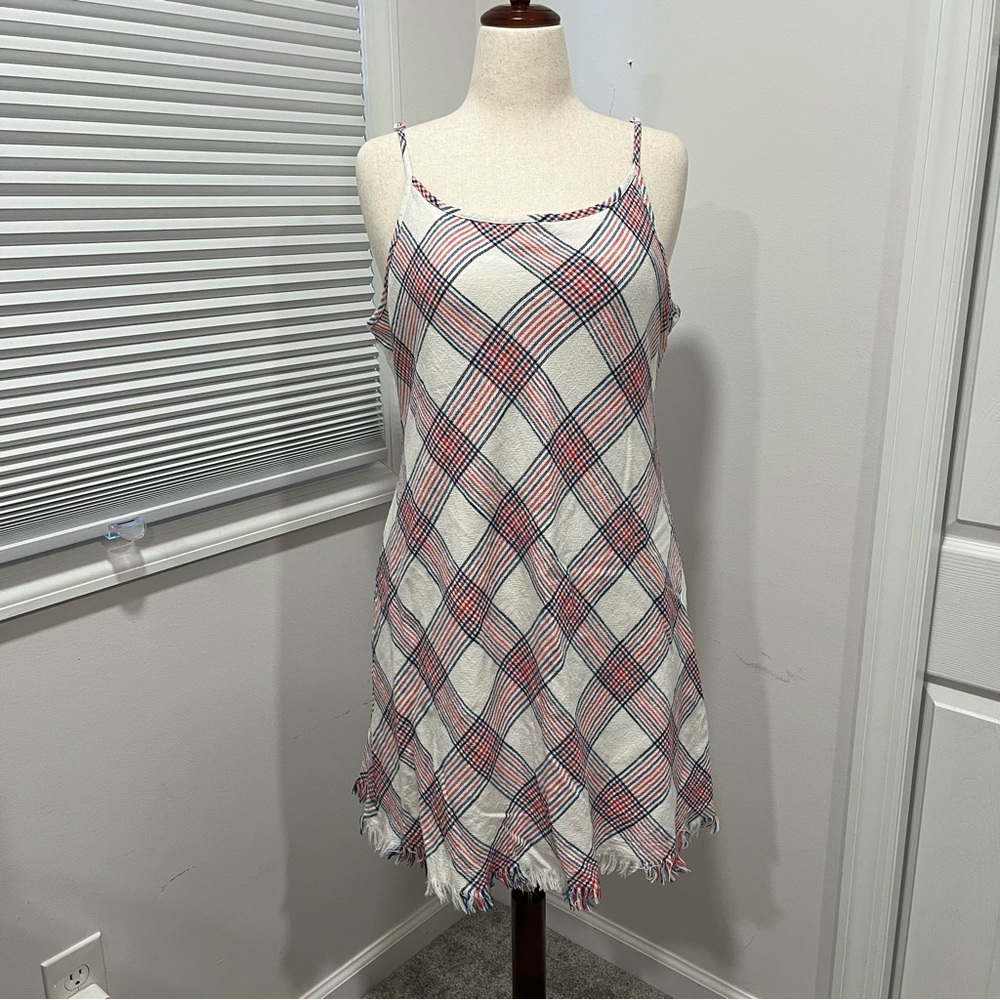 Natural Reflections 100% Cotton Plaid Spaghetti Strap Summer Dress